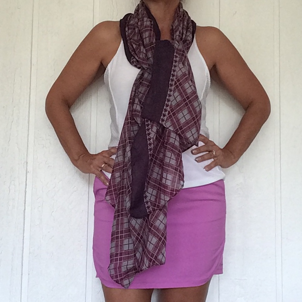 INTRIGUE PURPLE WINDOWPANE OVERSIZED SCARF NWT